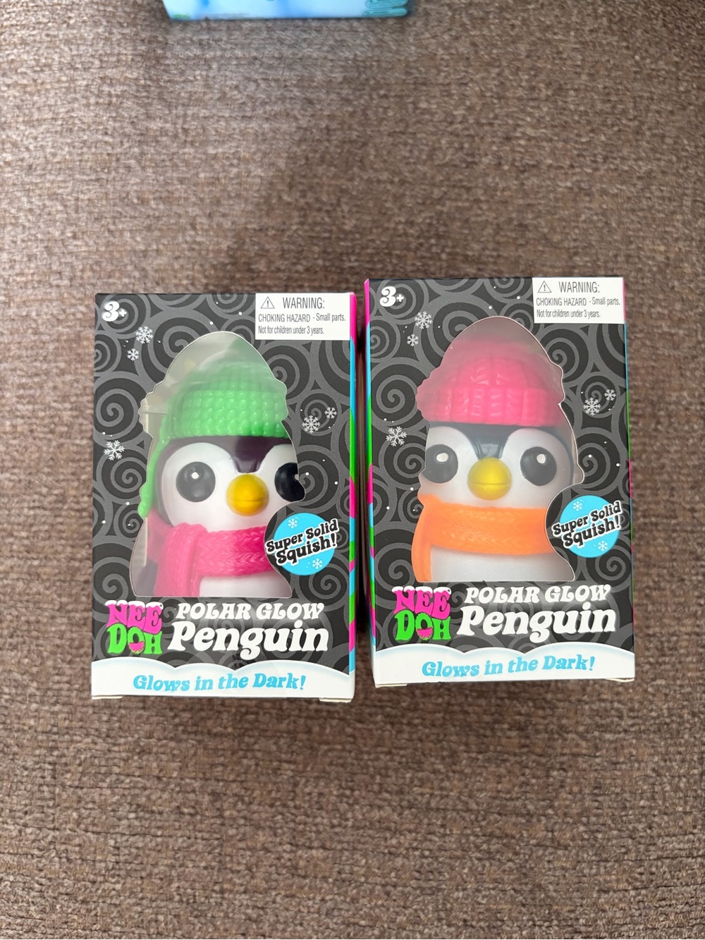 NeeDoh polar glow penguin kids toy- Pink & Green bundle